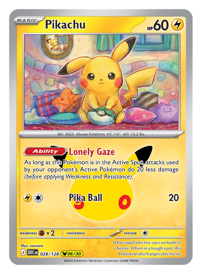 Pikachu, colección 30th Celebration (2026).